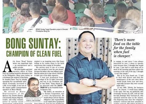 BONG SUNTAY:CHAMPION OF CLEAN FUEL.